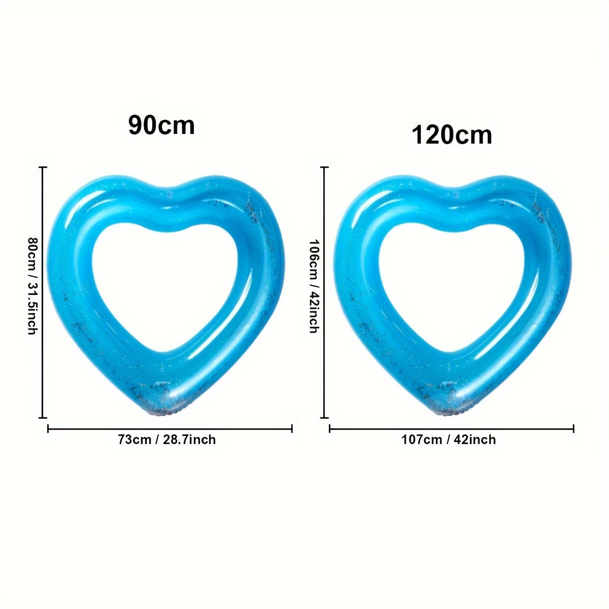 Heart Shape Swimming Ring With Sequin, Adult Thickened Swimming Ring Floating Bed, 35.43inch\u002F47.24inch