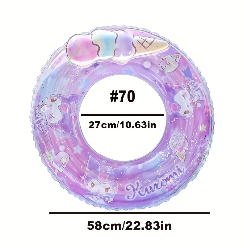 Sanrio Cartoon Inflatable Swimming Ring, Four Styles Available, Durable PVC Material, Perfect For Outdoor Pools, Beaches, Parties -- Holiday Gifts, Outdoor Swimming Accessories, Vibrant Pool Floats