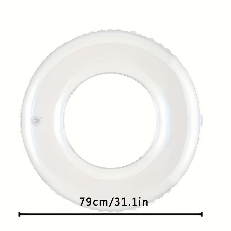 Deluxe Transparent Round Swim Ring for Adults - Durable, Thickened, Uncharged, PVC Swimming Circle with Enhanced Buoyancy - Suitable for Ages 14 and Up, Perfect Beach and Pool Accessory for Summer Fun