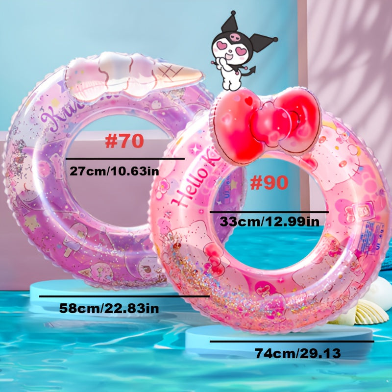 Sanrio Cartoon Inflatable Swimming Ring, Four Styles Available, Durable PVC Material, Perfect For Outdoor Pools, Beaches, Parties -- Holiday Gifts, Outdoor Swimming Accessories, Vibrant Pool Floats